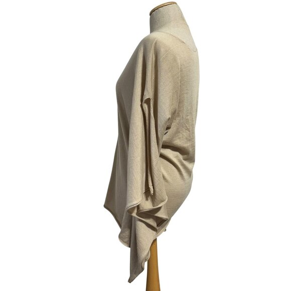 Ralph Lauren Purple Label Womens M Beige V-Neck Oversized Poncho-Style Knit Top - Picture 3 of 12